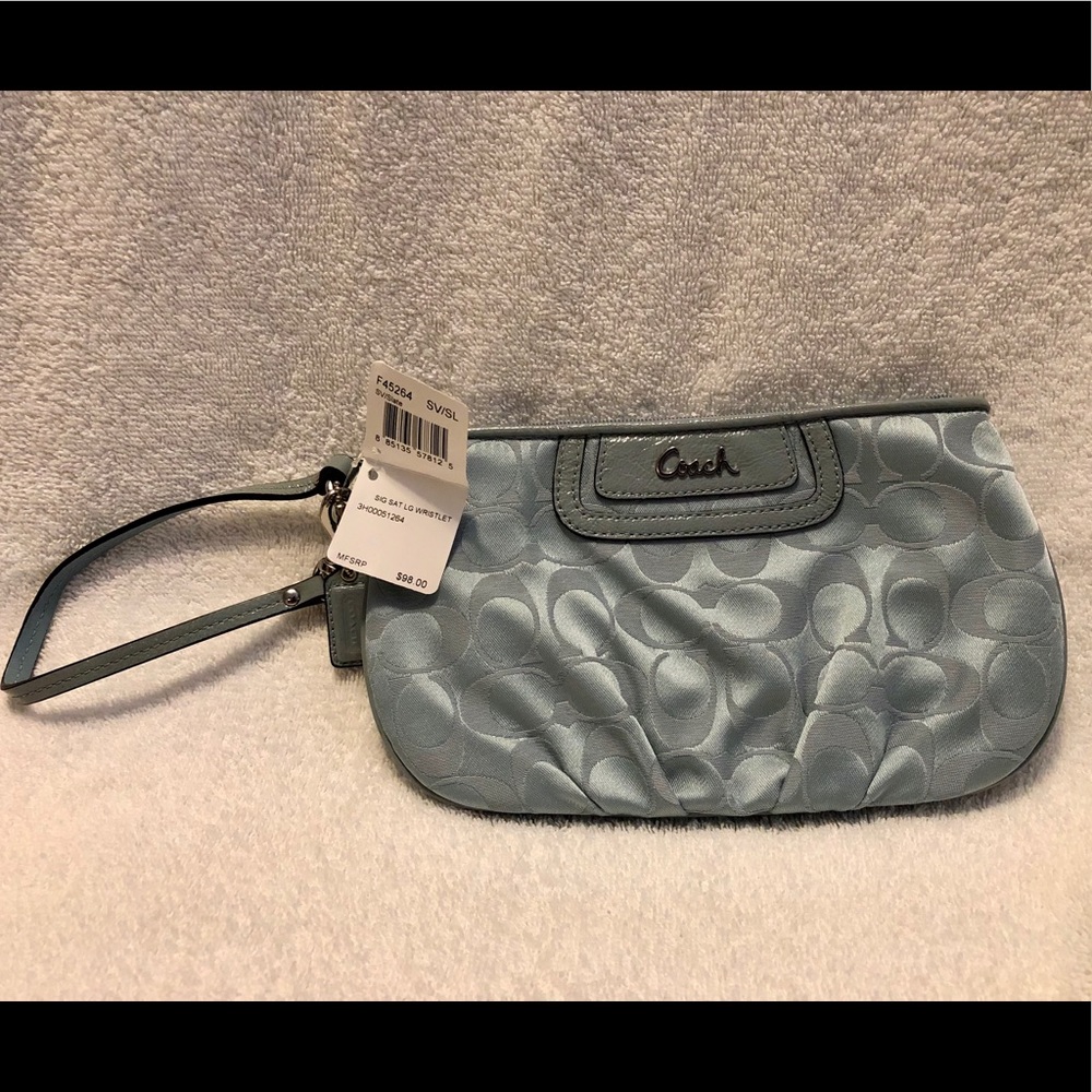 Coach Slate Fabric Zipper Wristlet